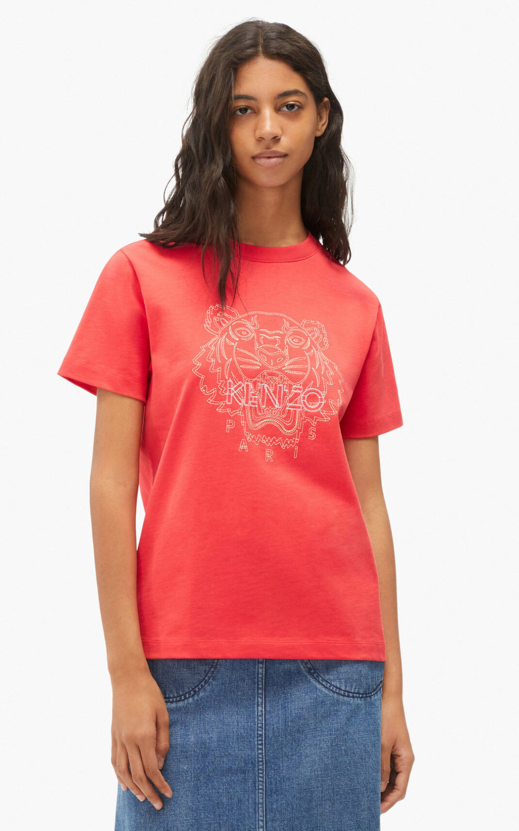 T Shirt Kenzo Femme Loose Tiger Rouge CGVNJ-0879